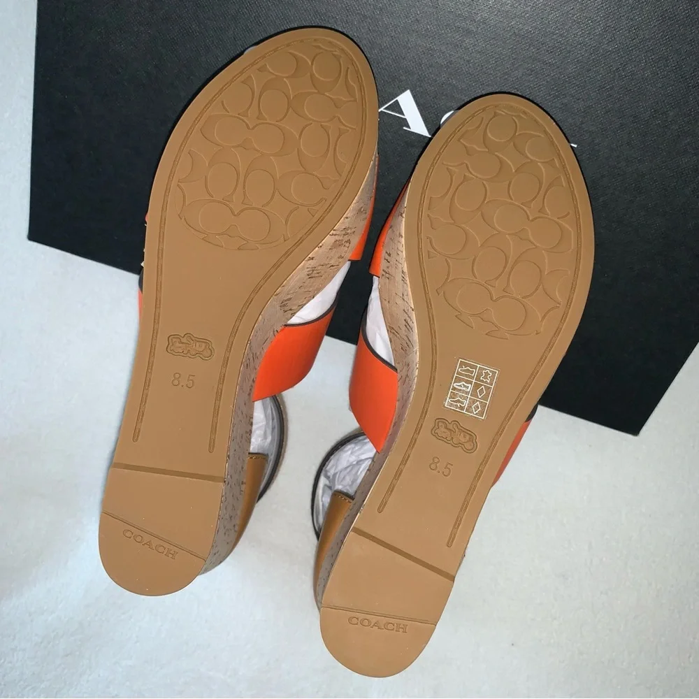 NEW! COACH Isla Colorblock Wedges, Leather & Cork, size 8.5, Brand New in Box! - Picture 11 of 16